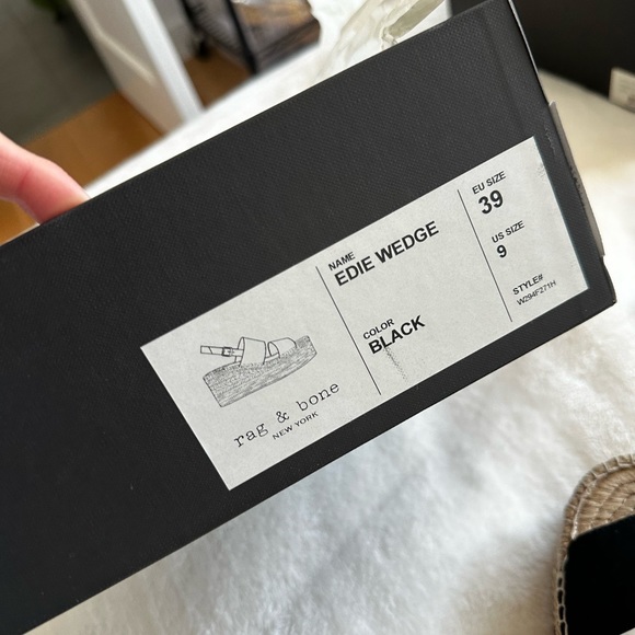 Rag & Bone - Edie Wedge Sandal - Size 39 - BLK - Picture 8 of 9